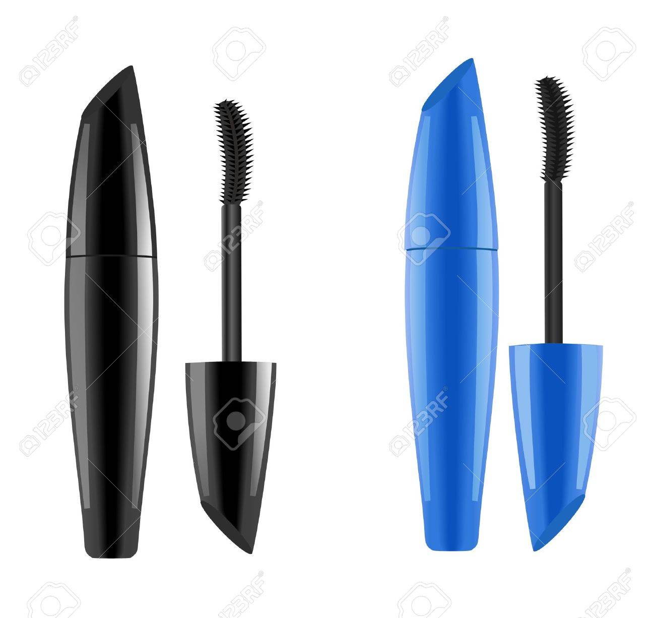 Black and blue lash mascara tubes with brush. Vector illustration - 44163832 Black and blue lash mascara tubes with brush. Vector illustration - 44163832
