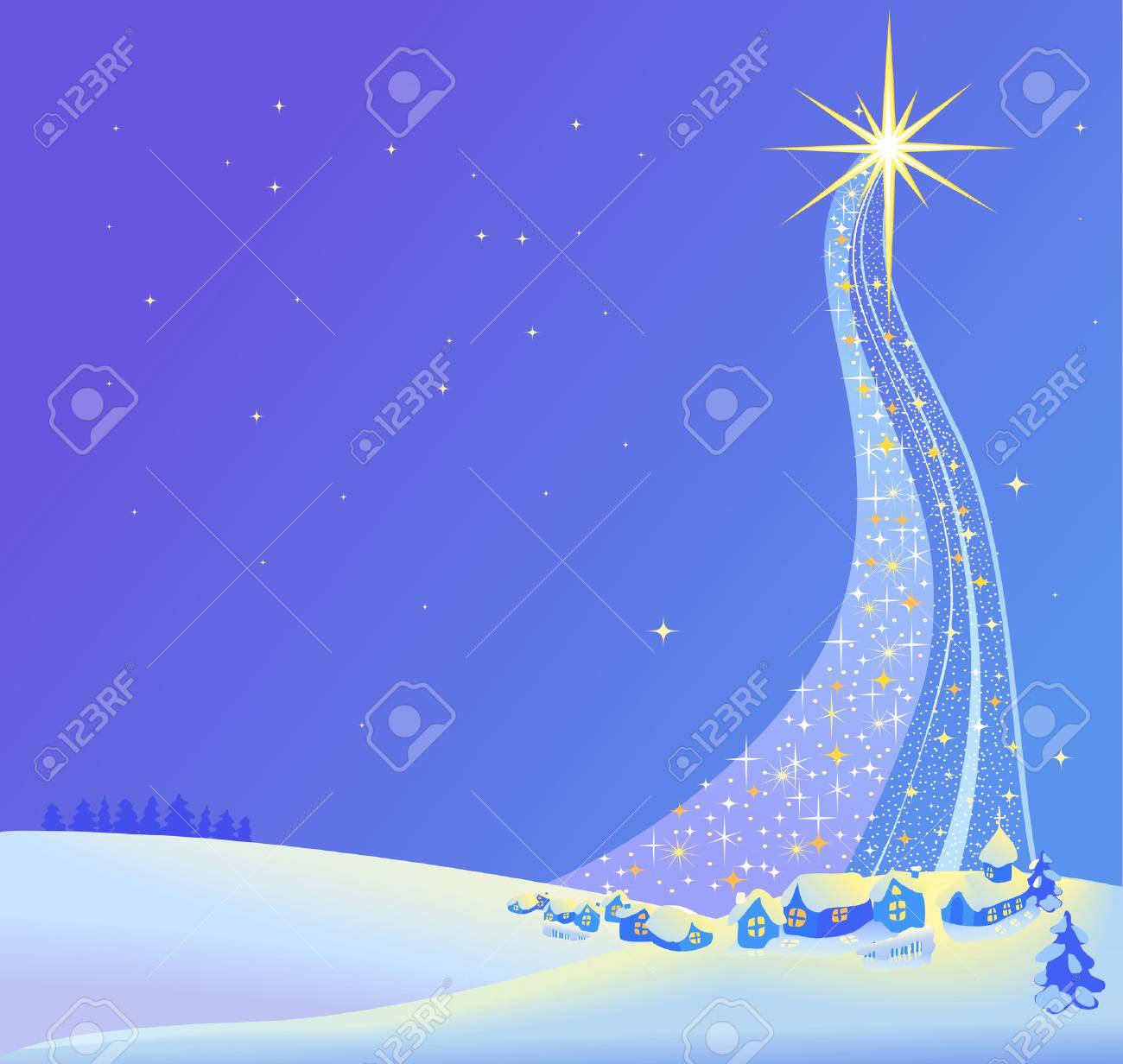 A Christmas Nativity landscape illustration of the star. Vector - 46659555 A Christmas Nativity landscape illustration of the star. Vector - 46659555