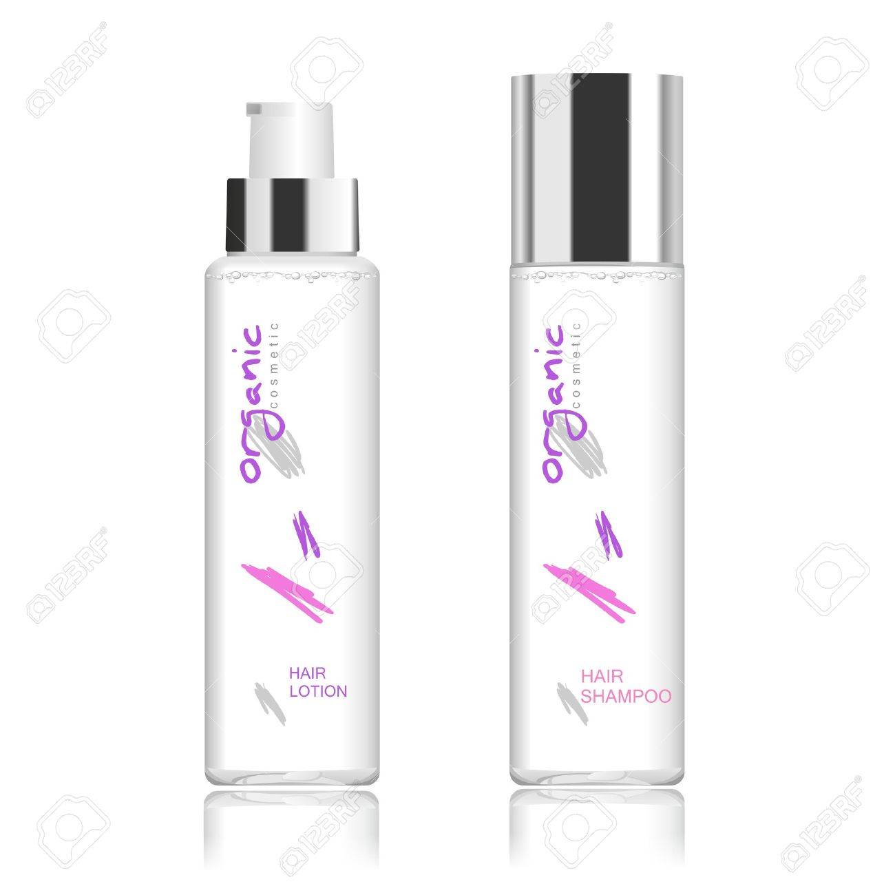 Two transparent acrylic cosmetic bottles isolated on white. Modern design. Place for your text. Hair shampoo and lotion. Detailed vector illustration - 59782876 Two transparent acrylic cosmetic bottles isolated on white. Modern design. Place for your text. Hair shampoo and lotion. Detailed vector illustration - 59782876