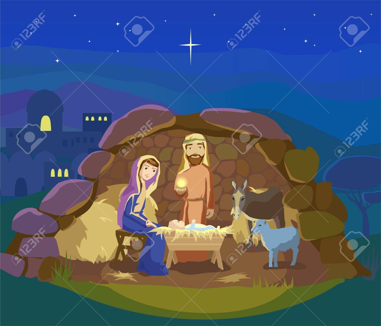 キリスト降誕キャンドルホルダー 【マリア様と赤子のイエス様、羊飼い