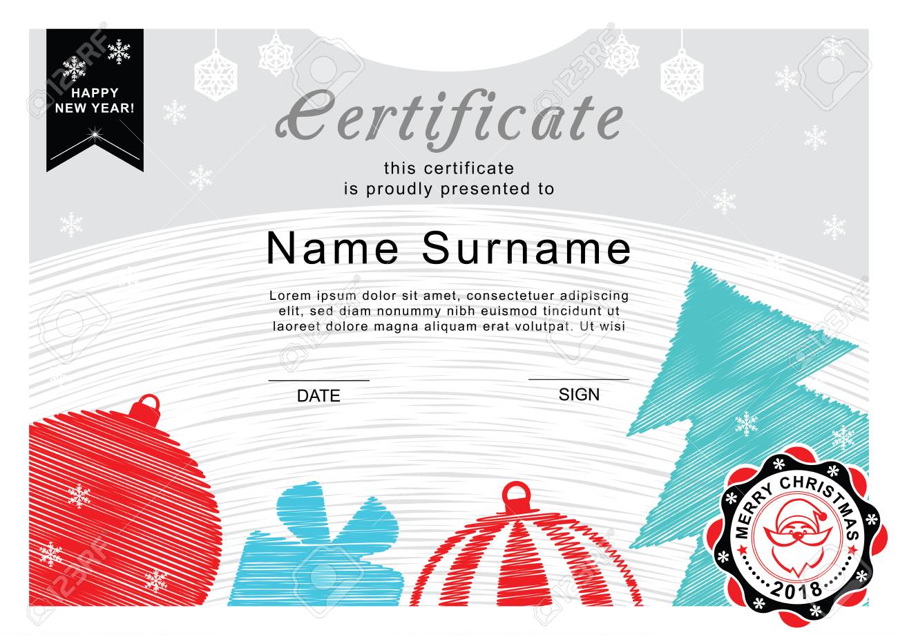 christmas certificate santa on the badge christmas tree and christmas certificate