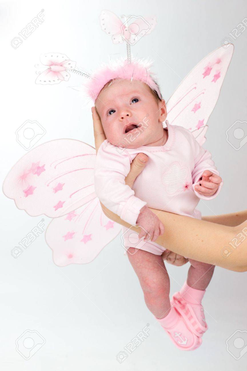 Baby In Age Of One Month Dressed As Butterfly Stock Photo Picture And Royalty Free Image Image