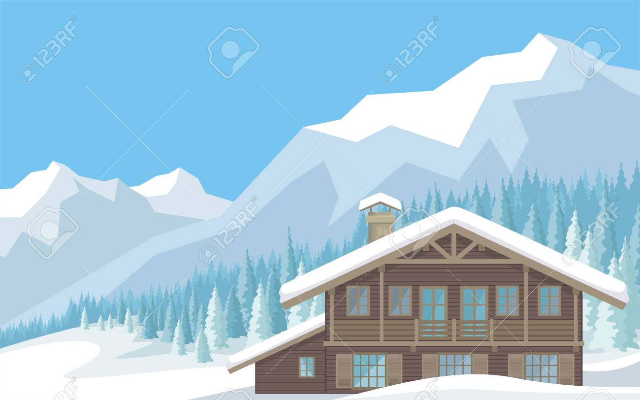 雪山の山小屋のイメージ 美しい冬の風景 ベクトルの背景 のイラスト素材 ベクタ Image 雪山の山小屋のイメージ 美しい冬の風景 ベクトルの背景 のイラスト素材 ベクタ Image