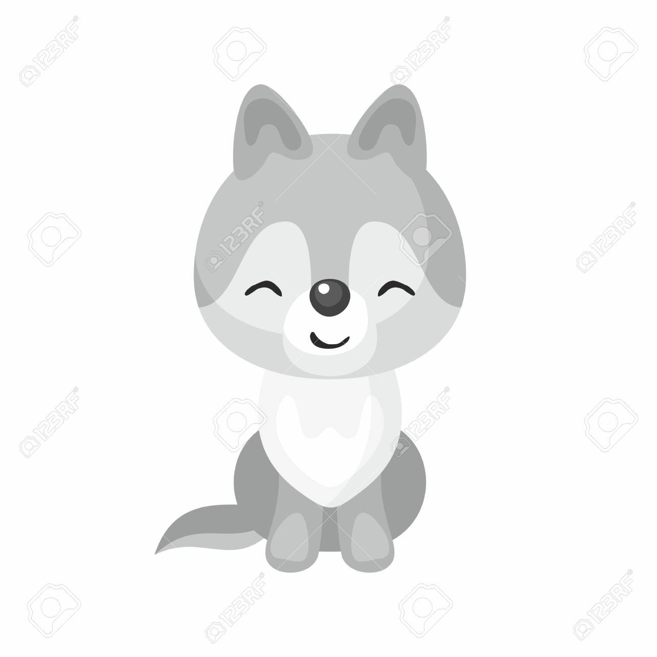 L Image D Un Petit Loup Mignon Dans Un Style De Bande Dessinee Illustration De Vecteur Pour Enfants Clip Art Libres De Droits Vecteurs Et Illustration Image