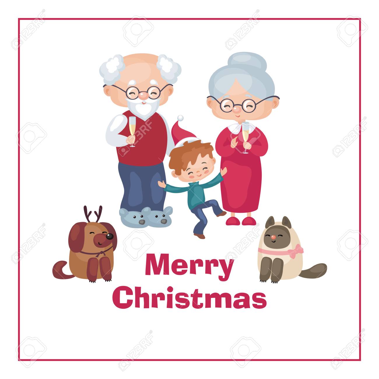 Grand-Mère et Grand-Père Carte de Noël