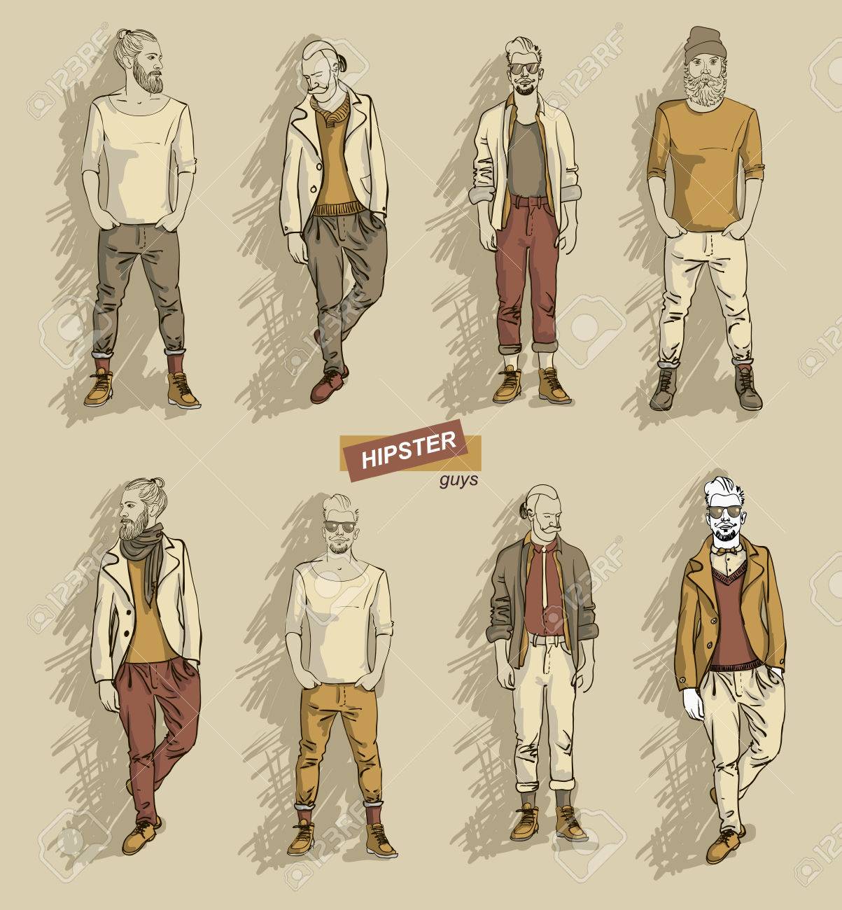 明るい背景セット ベクトル イラスト Eps 10 上で分離のファッションの服の男 のイラスト素材 ベクタ Image
