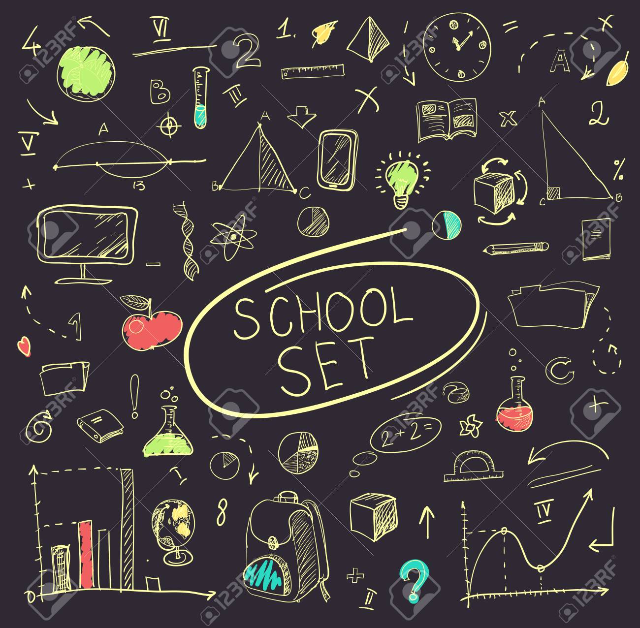 大きな学校は落書き黒板セットです ベクトルの図 のイラスト素材 ベクタ Image