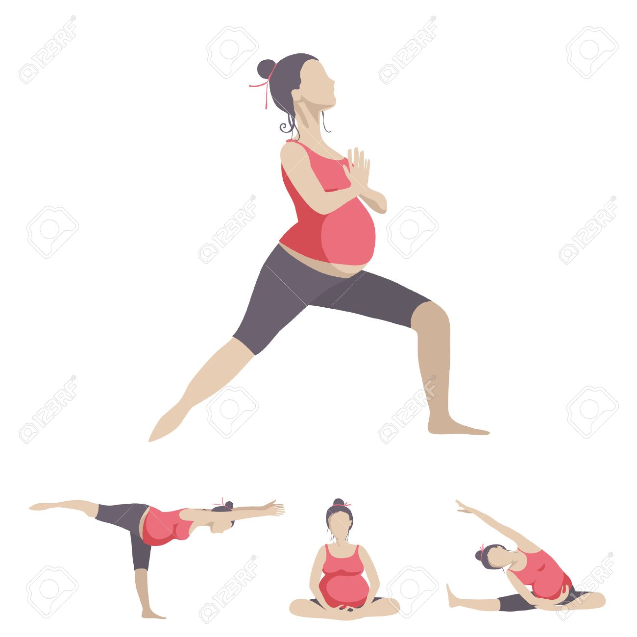 Yoga for pregnant women. Vector set object isolated on white background. - 47850191 Yoga for pregnant women. Vector set object isolated on white background. - 47850191