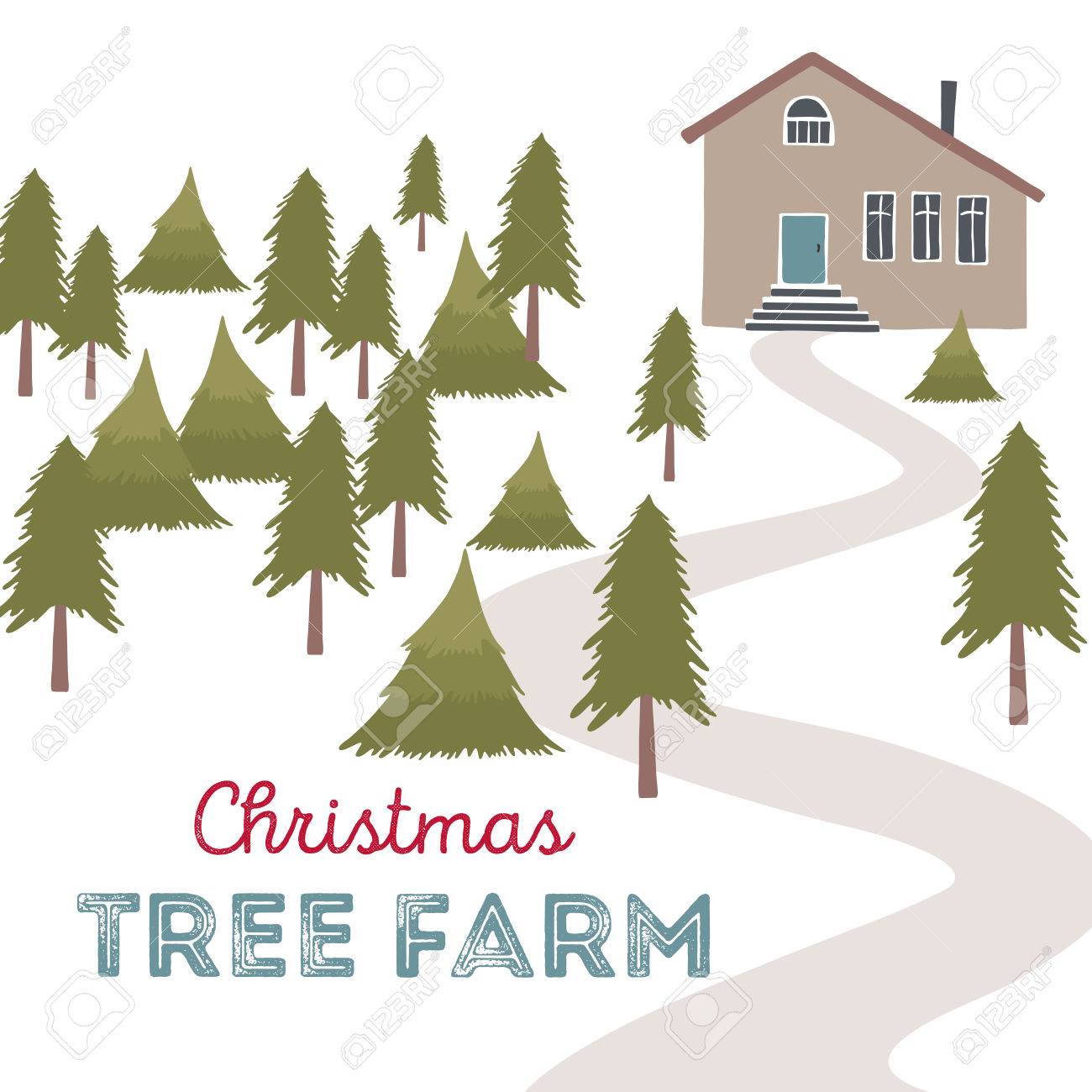 Christmas Tree Farm Vector Illustration Trees For Sale Stock Christmas Tree Farm Vector Illustration Trees For Sale Stock
