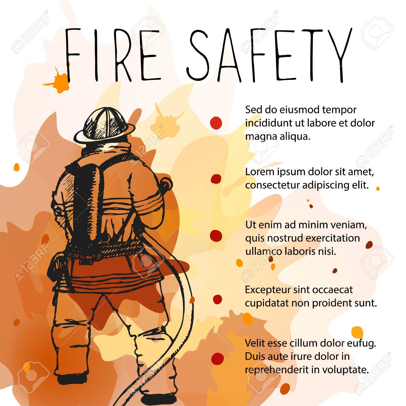 template of fire safety placard silhouette of firefighter on