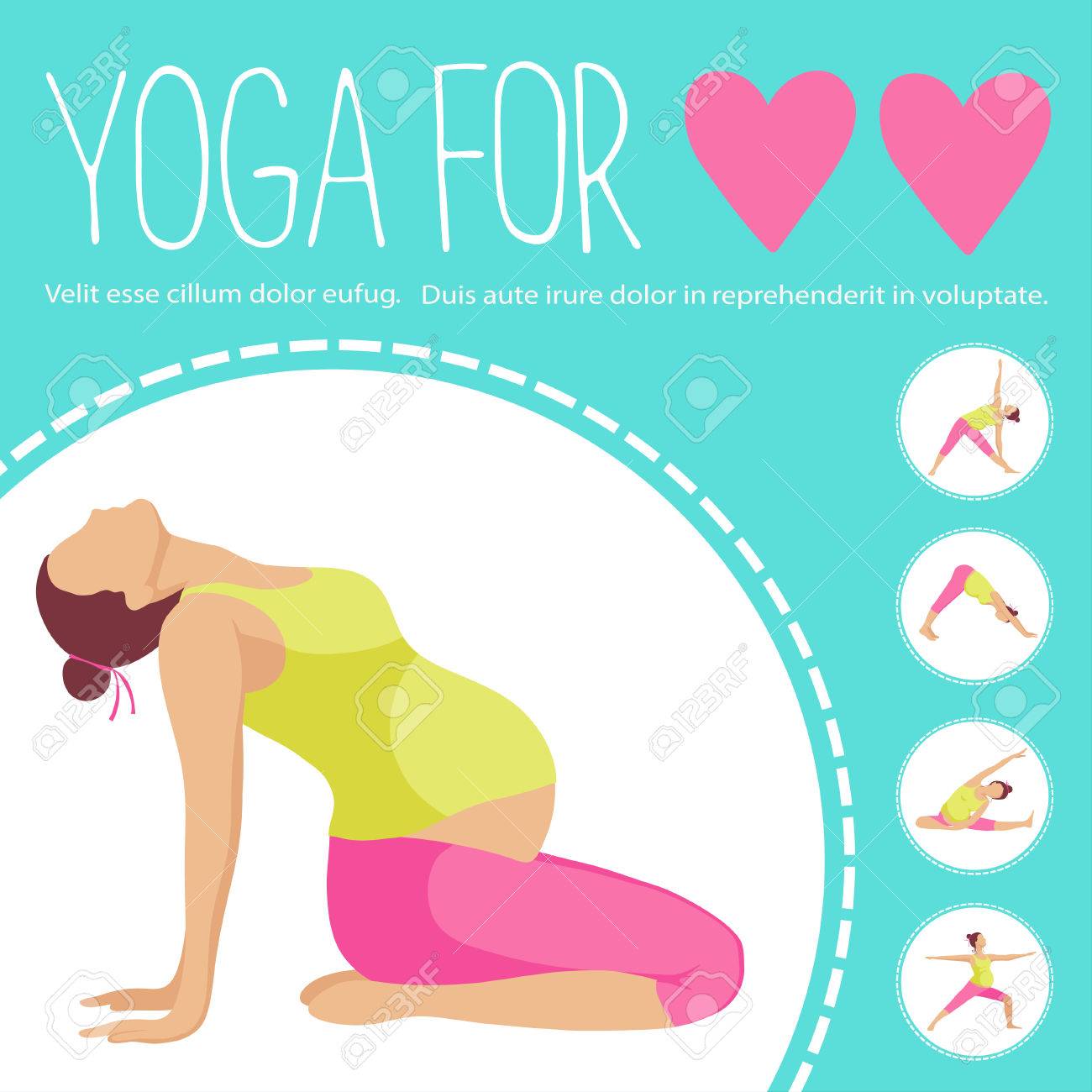 2 つのヨガ 妊娠中の女性が運動をしています ポーズのバリエーション