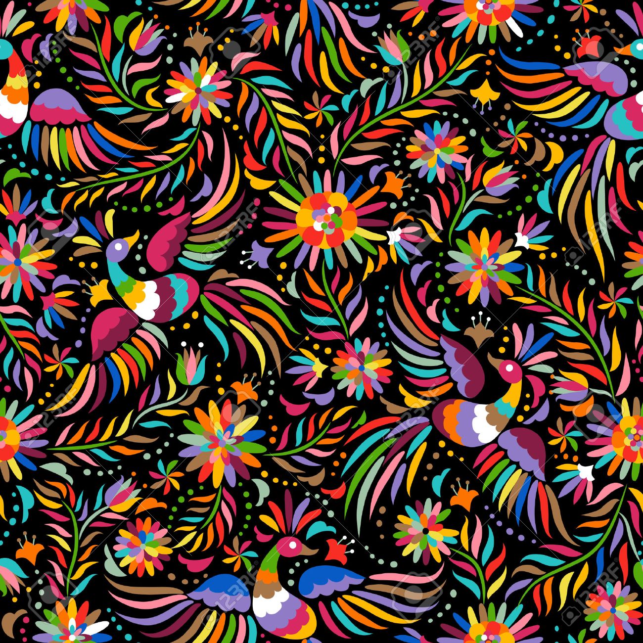 mexican embroidery seamless pattern colorful and ornate ethnic