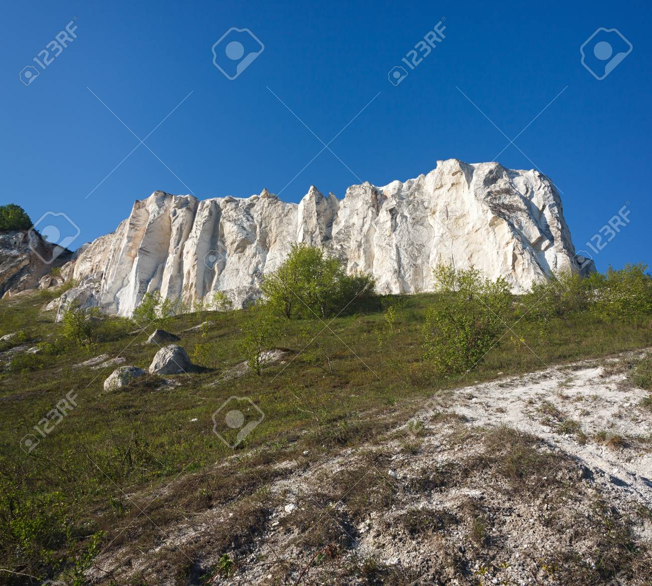 Ancient Chalk Mountains In Central Russia A Landscape View Of The Peaks And Hills Stock Photo Picture And Royalty Free Image Image 78533418