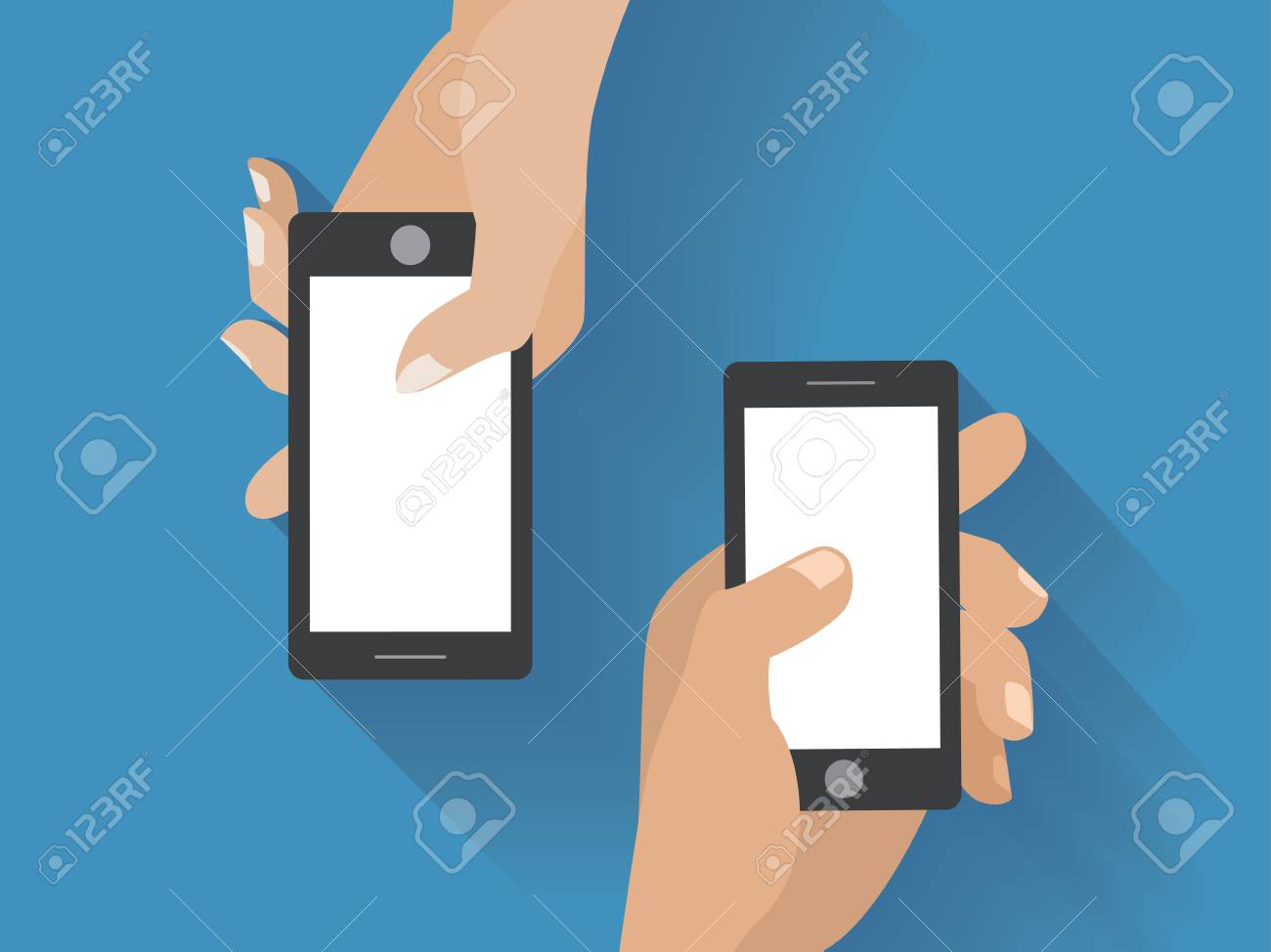 Hande Holing Smartphones Mit Smartphone Flachen Designkonzept Lizenzfrei Nutzbare Vektorgrafiken Clip Arts Illustrationen Image