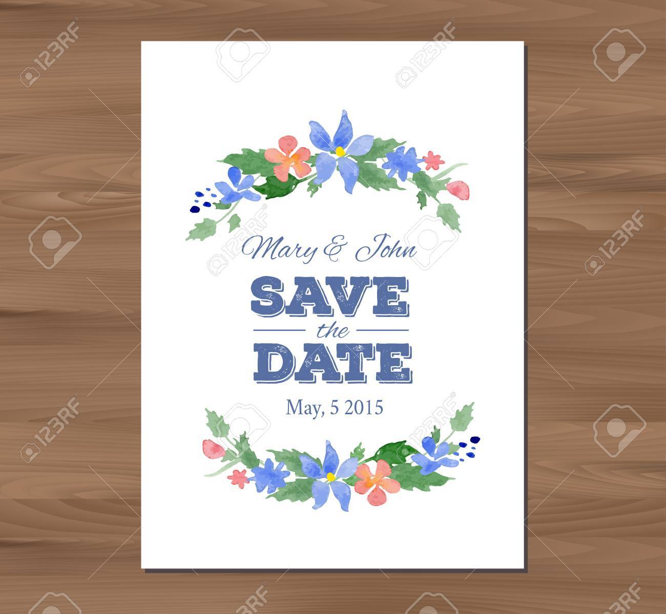 save the date wedding invitation with watercolor flowers and save the date card template