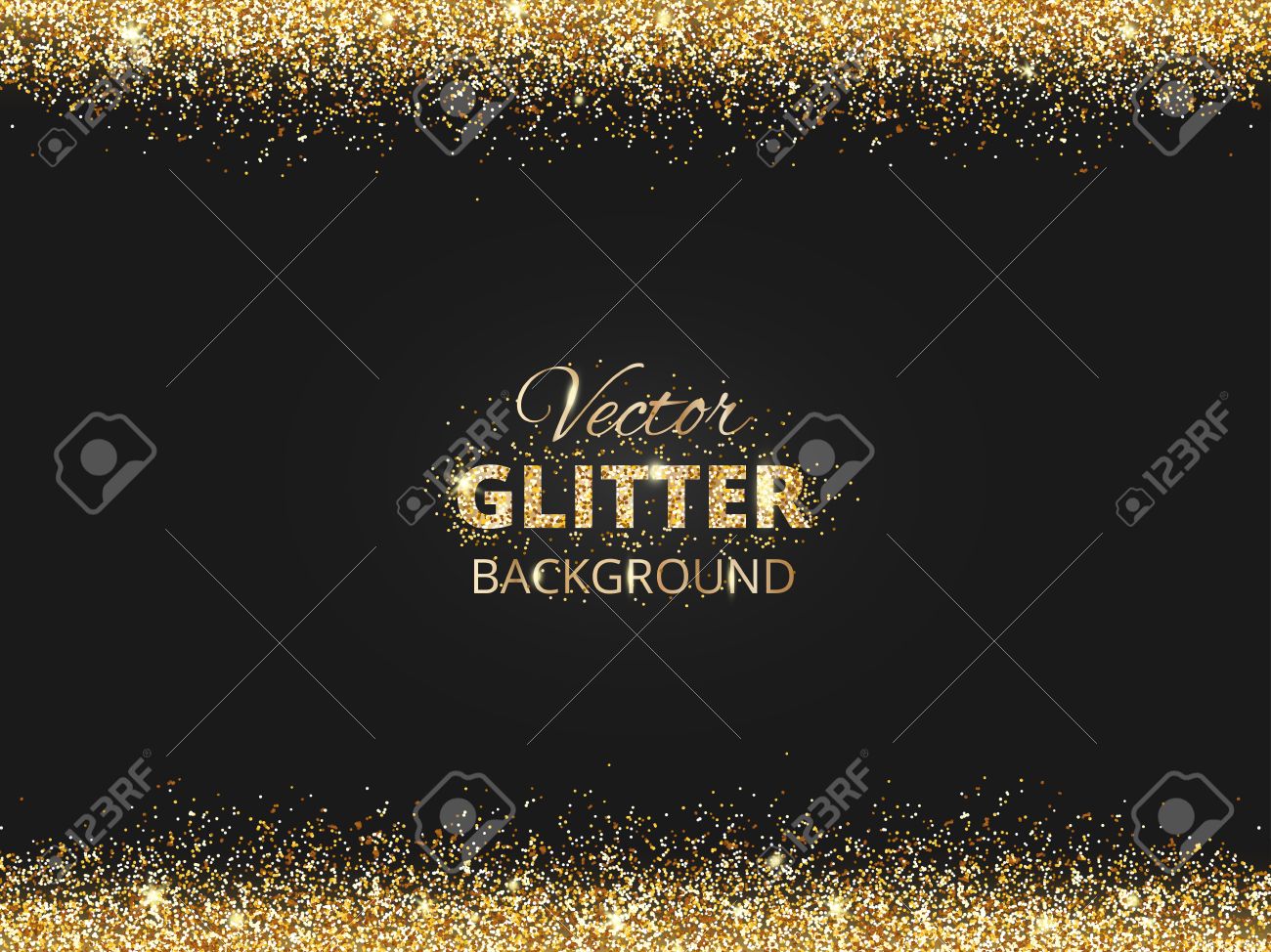 Black and gold background with glitter border and space for text. Vector glitter frame, golden dust. Great for christmas and birthday cards, wedding invitation, party posters and flyers. - 68892767 Black and gold background with glitter border and space for text. Vector glitter frame, golden dust. Great for christmas and birthday cards, wedding invitation, party posters and flyers. - 68892767