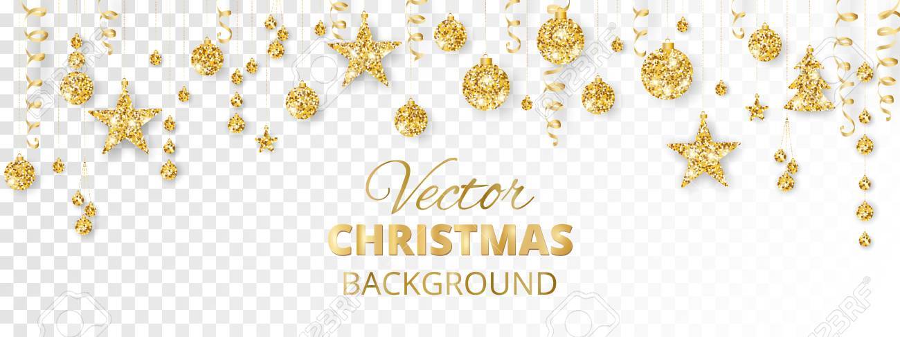 グリッター素材クリスマスをオーナメントします 黄金のフィエスタの境界線 のイラスト素材 ベクタ Image