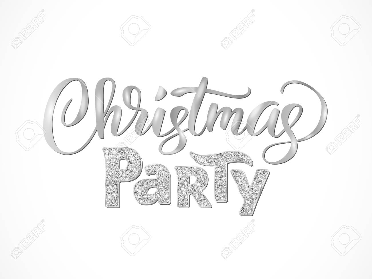 christmas party hand written lettering isolated on white background