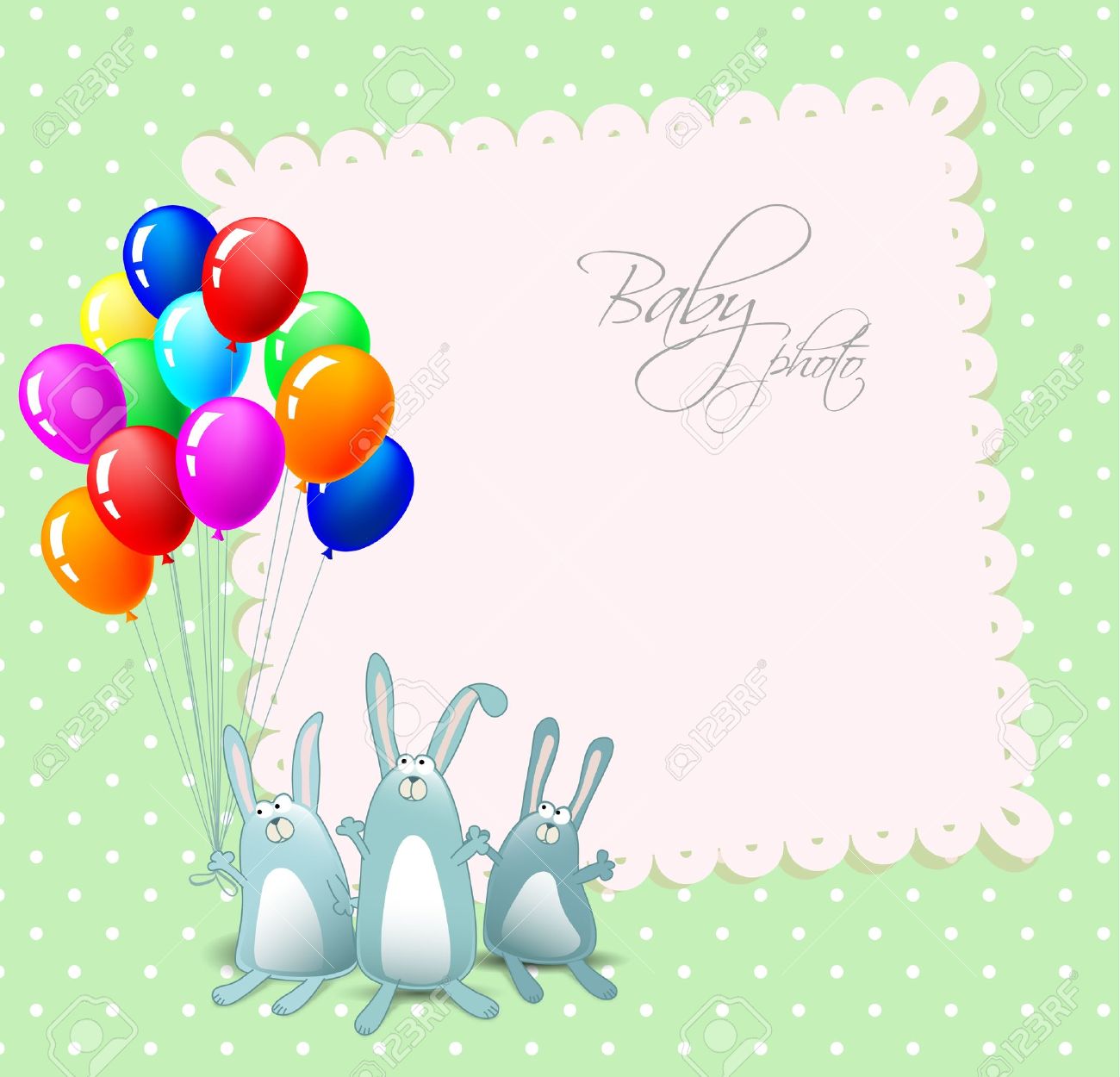 happy birthday card with rabbits and balloons royalty free cliparts balloons birthday cards