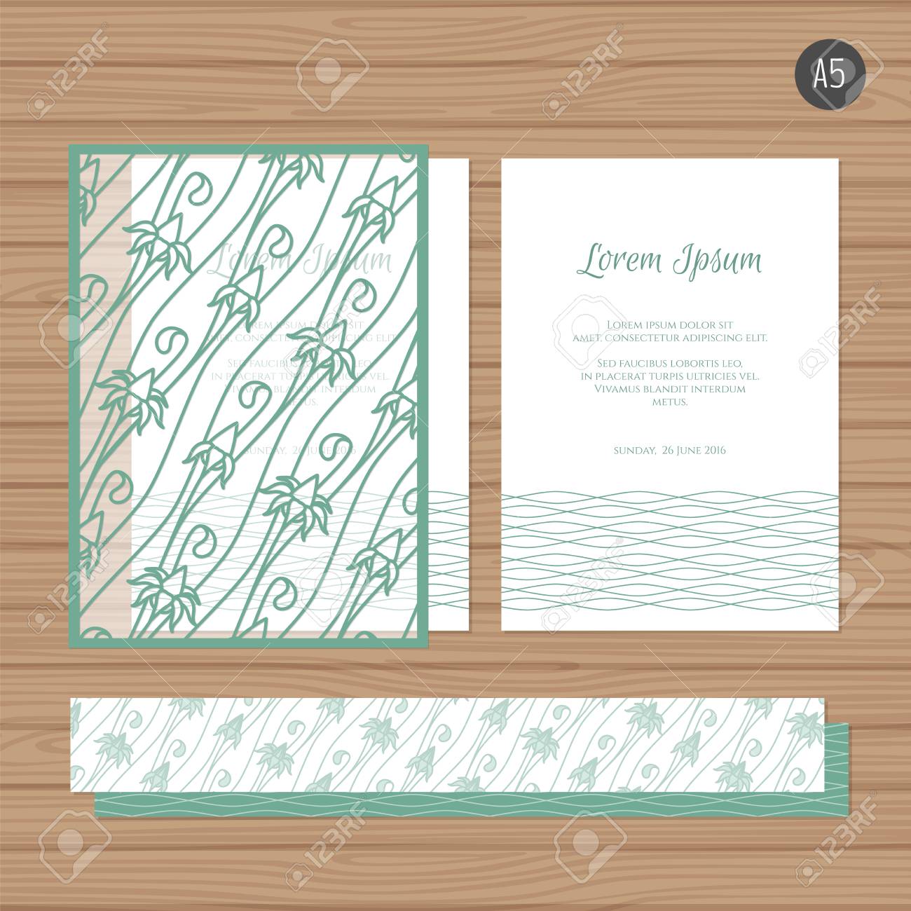 wedding invitation or greeting card with floral ornament paper