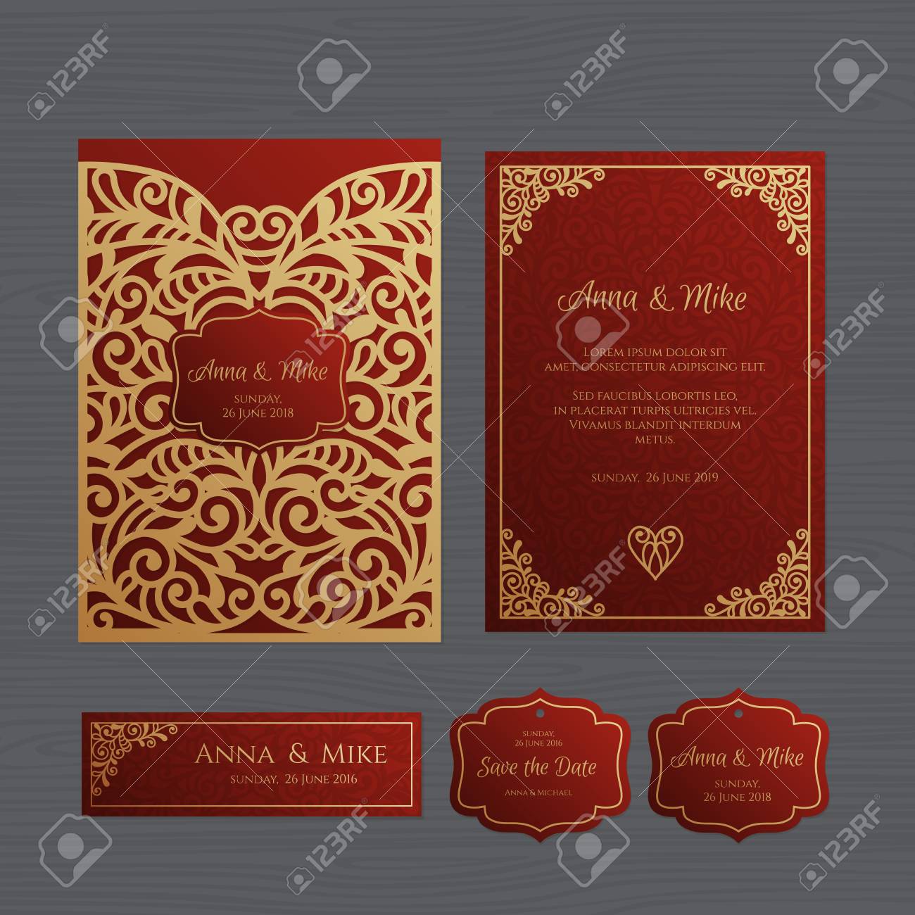 wedding invitation or greeting card with vintage ornament paper