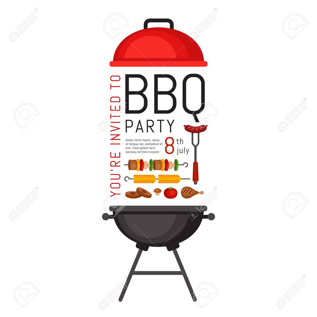 bbq party invitation with grill and food barbecue poster food bbq party invitation