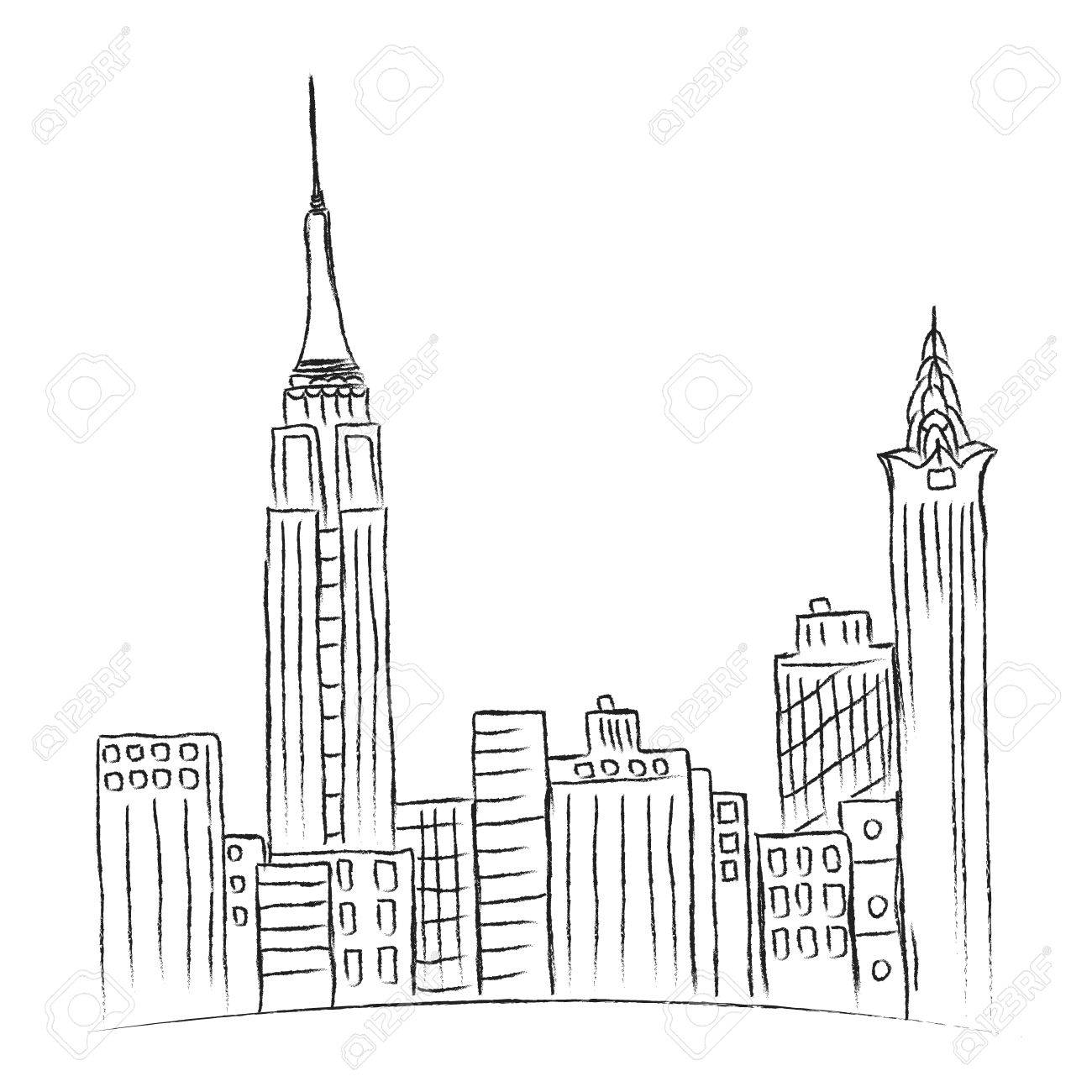 modern city new york sketch city line royalty free cliparts