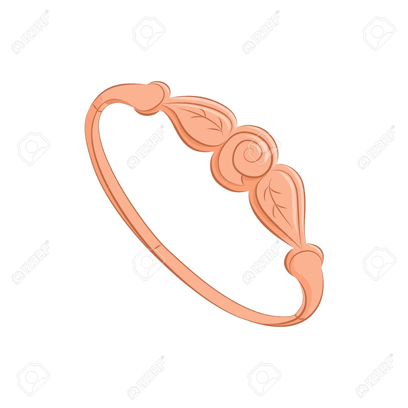Mujer Hermosa Pulsera O Anillo. Joyería De Elegante. El Objeto Naranja Aislado Sobre Fondo Blanco. Ilustración De Vector En Estilo De Dibujo A Mano Para Su Ilustraciones Vectoriales,