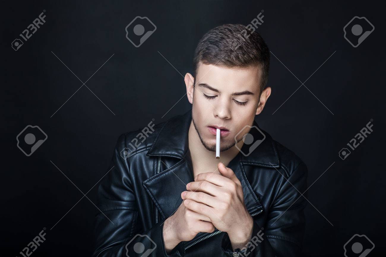 Smoking boy stylish cigarette Smoking boy stylish cigarette