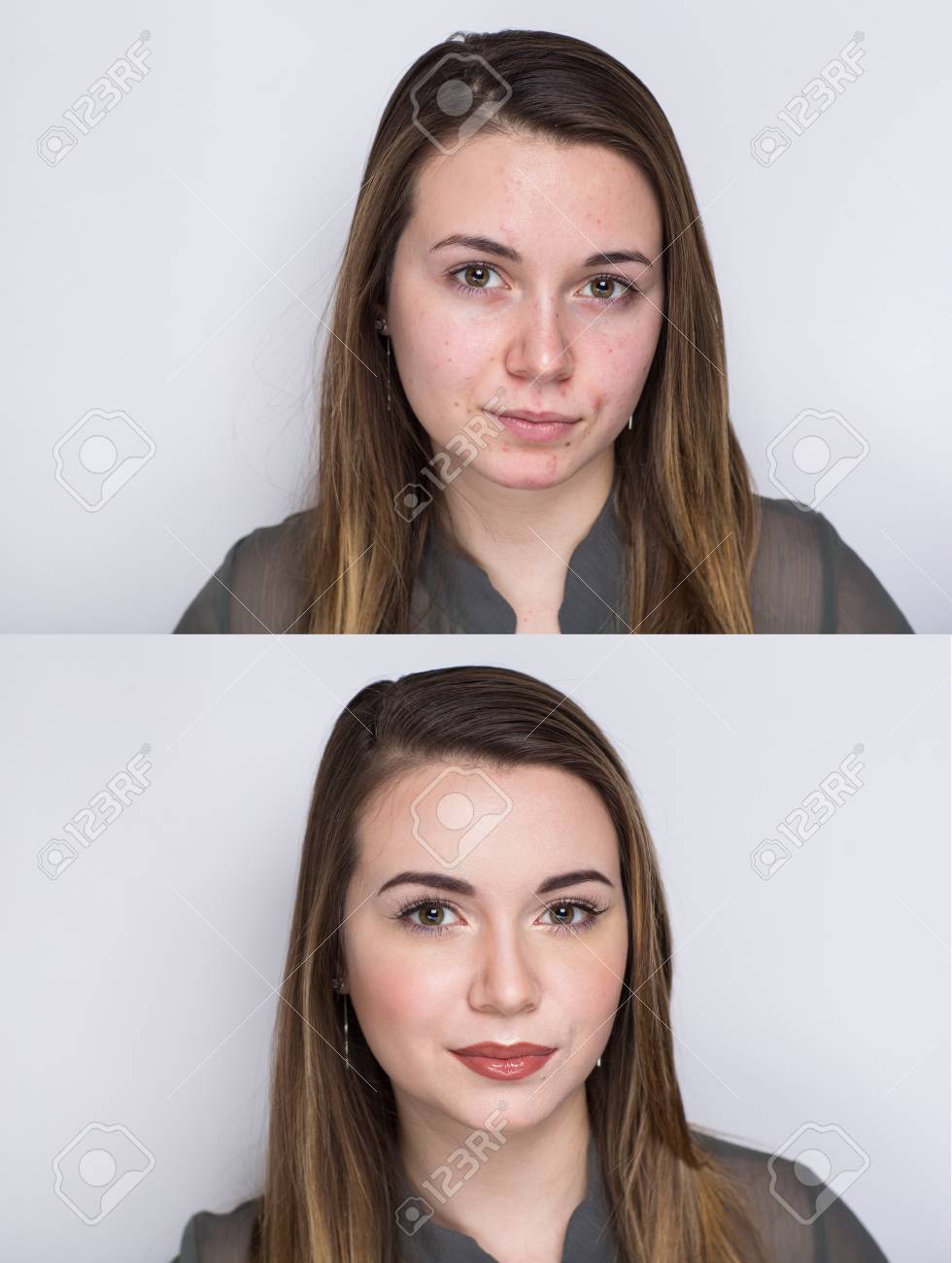 Comparison Portrait Young Beautiful Woman Without And With Makeup Cosmetics Nude Natural Beauty Make Up Comparison Portrait Young Beautiful Woman Without And With Makeup Cosmetics Nude Natural Beauty Make Up