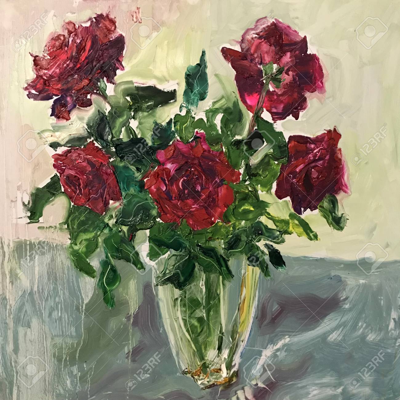 Drawing Of Red Roses Flowers Bouquet In Vase Picture Contains Stock Photo Picture And Royalty Free Image Image