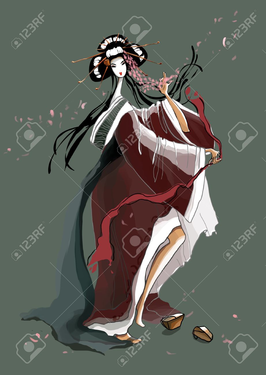 若い芸者イラストのダンス の写真素材 画像素材 Image 17364680