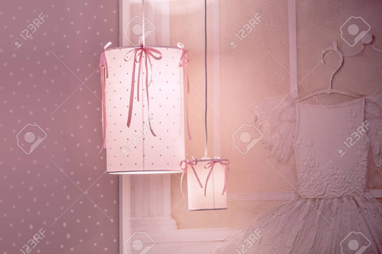 Pendant Lamp Chandelier In The Children S Bedroom In Pink Colors