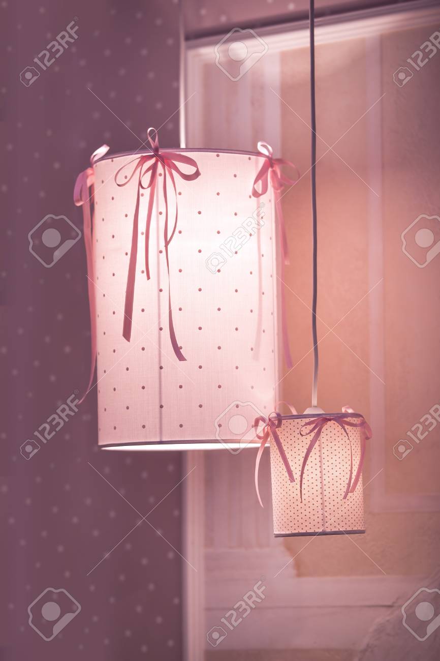 Pendant Lamp Chandelier In The Children S Bedroom In Pink Colors