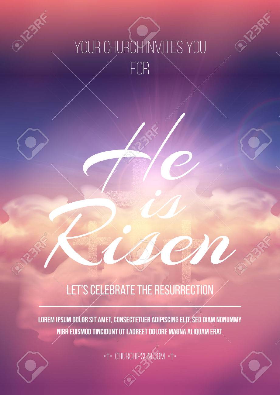 easter religious poster template with transparency and gradient