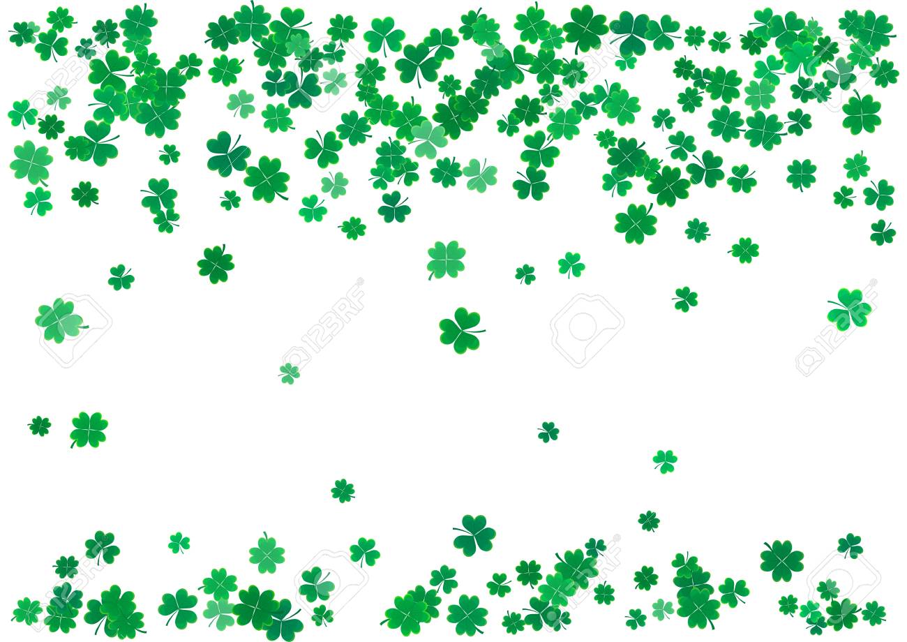 st patrick s day background template with falling clover leaves