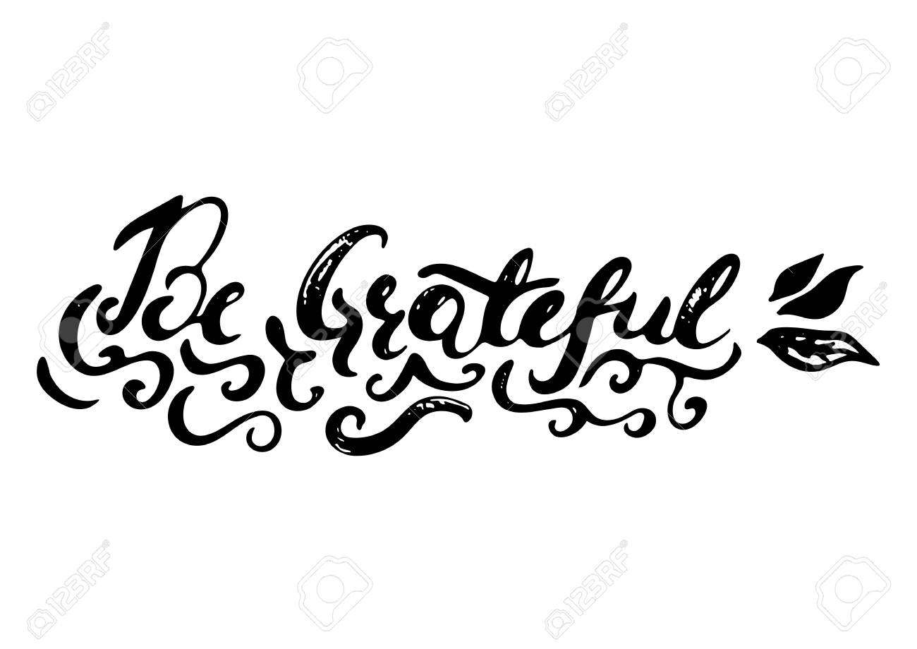 感謝される 塗装インク筆ペン現代書道の手します 心に強く訴える動機引用 のイラスト素材 ベクタ Image