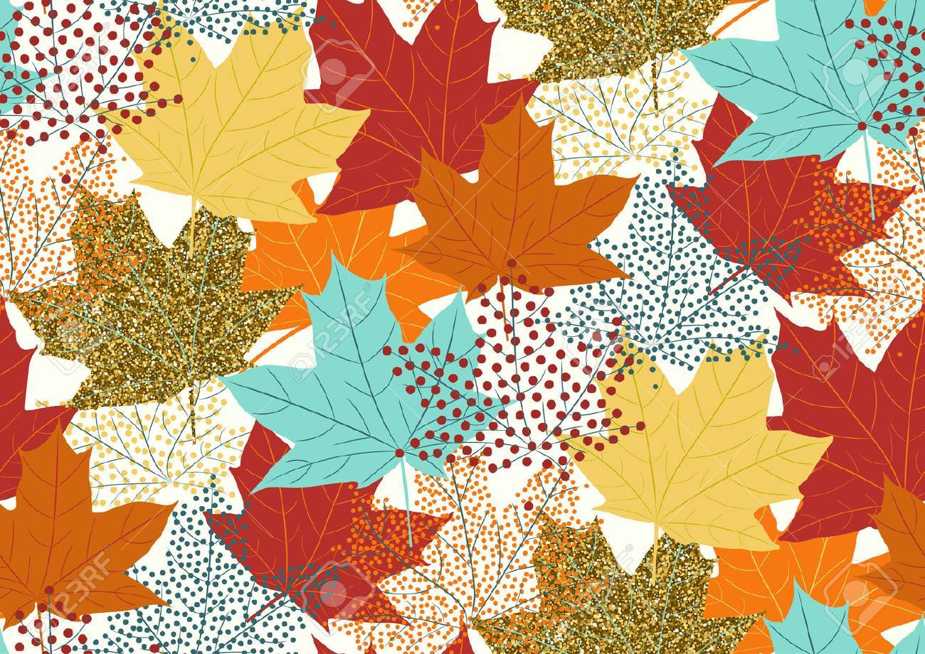 maple leaves seamless pattern flat design template vector