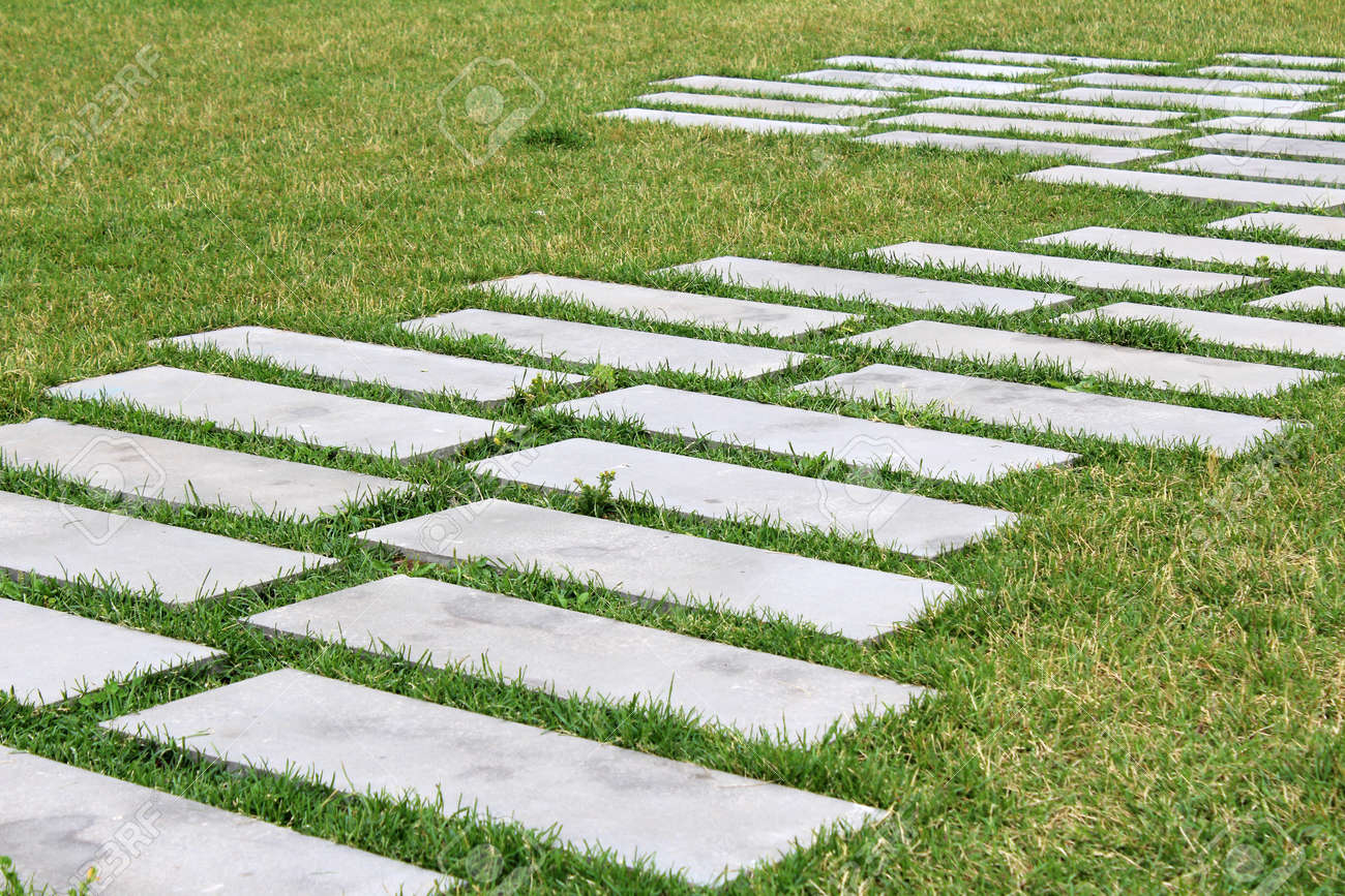 Grass Tiles, Landscape Design Decor Stock Photo, Picture and Royalty Free  Image. Image 152234917., image size:1300x867