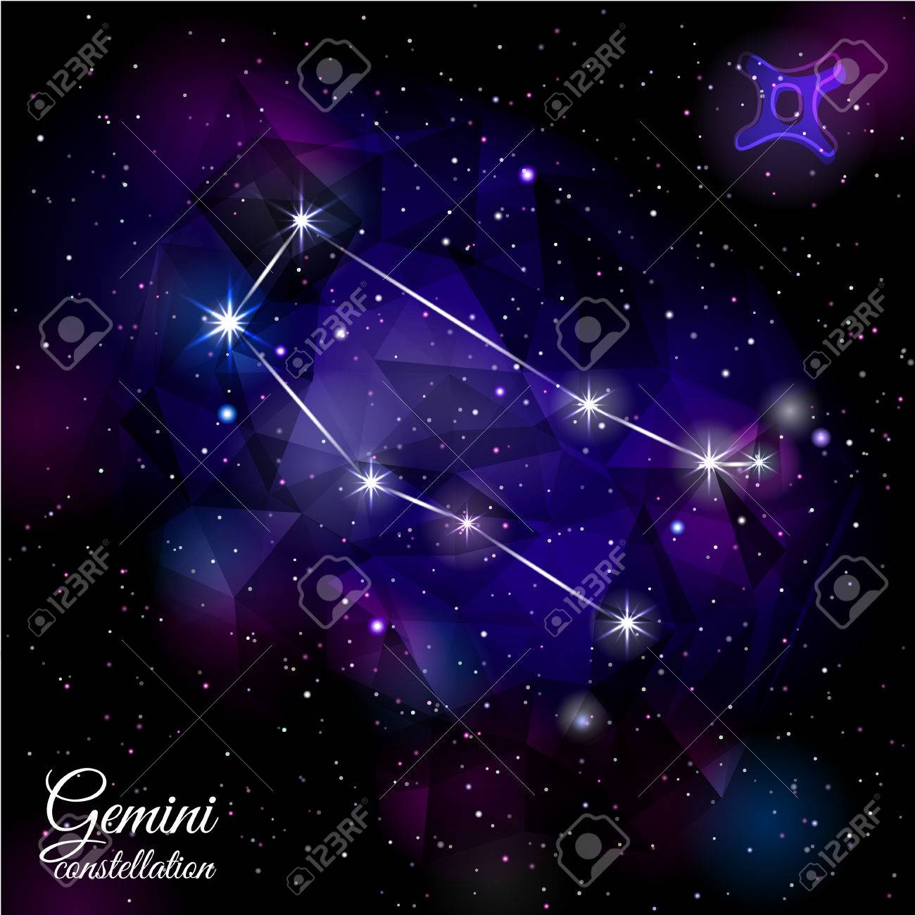 三角形の背景を持つ星座は双子座 のイラスト素材 ベクタ Image