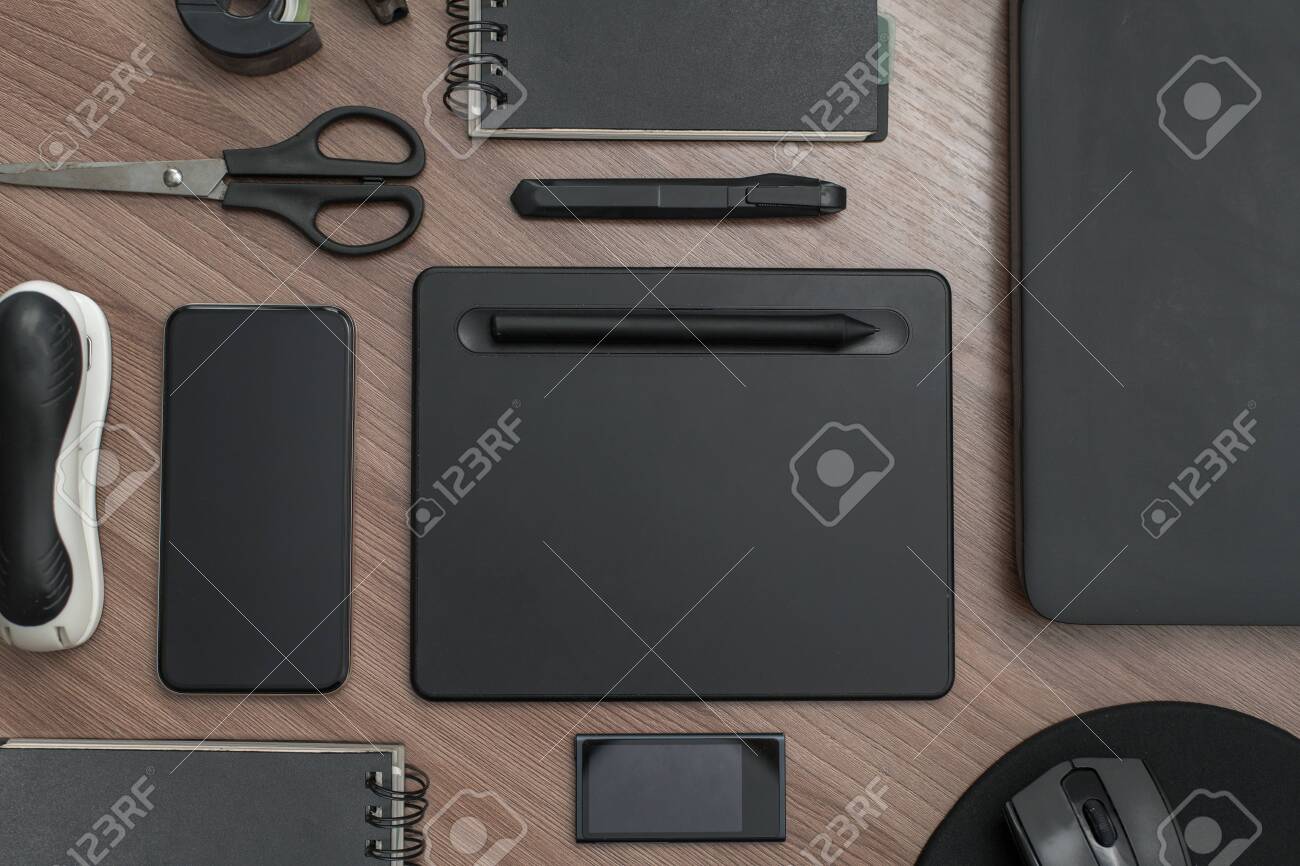 Business Office Desk With Laptop Phone And Tablet Well Organized Stock Photo Picture And Royalty Free Image Image
