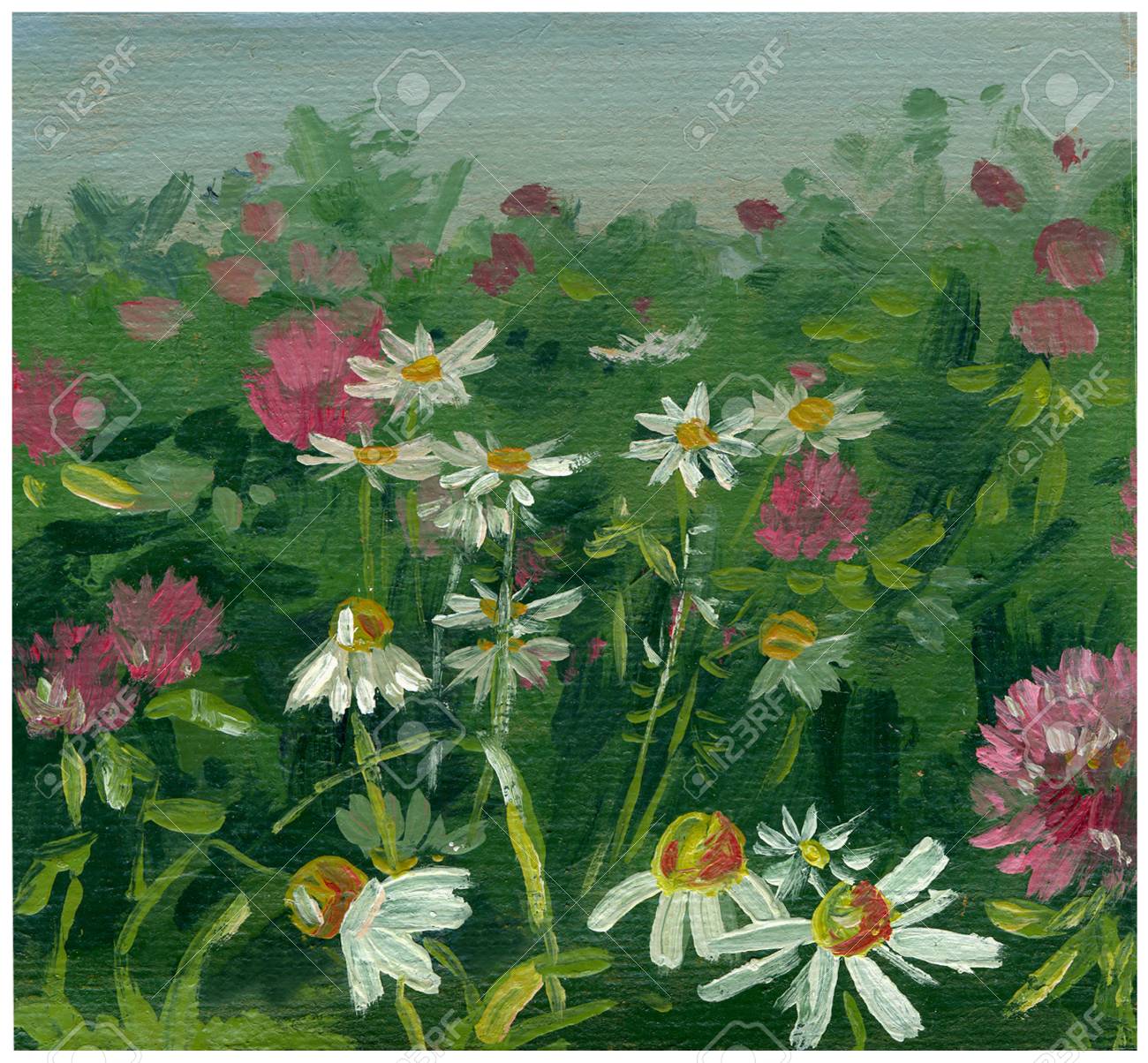 油絵「花のスケッチ」