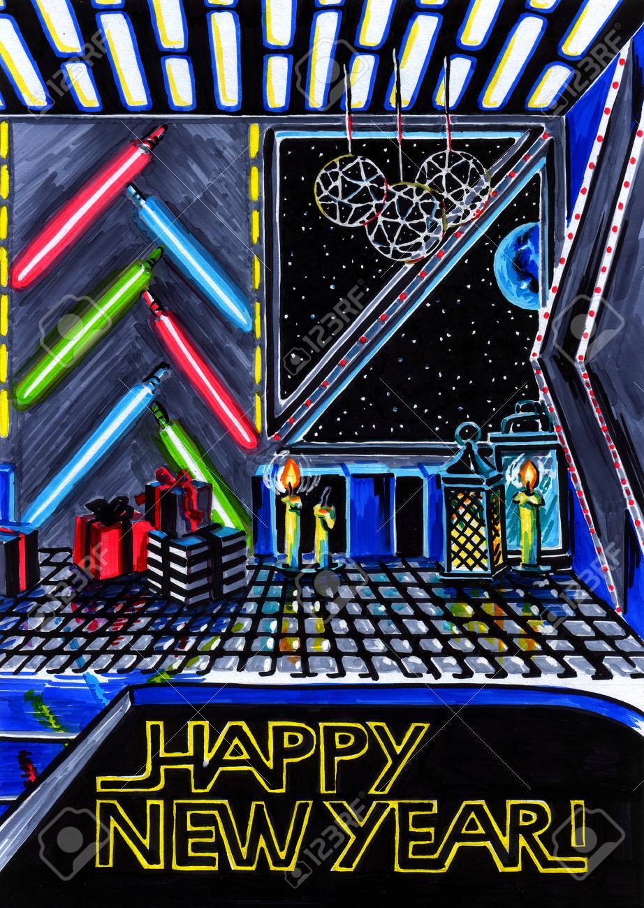 ペーパー スタイルのクリスマス スター ウォーズにモダンなインテリアのイラスト マーカー の写真素材 画像素材 Image