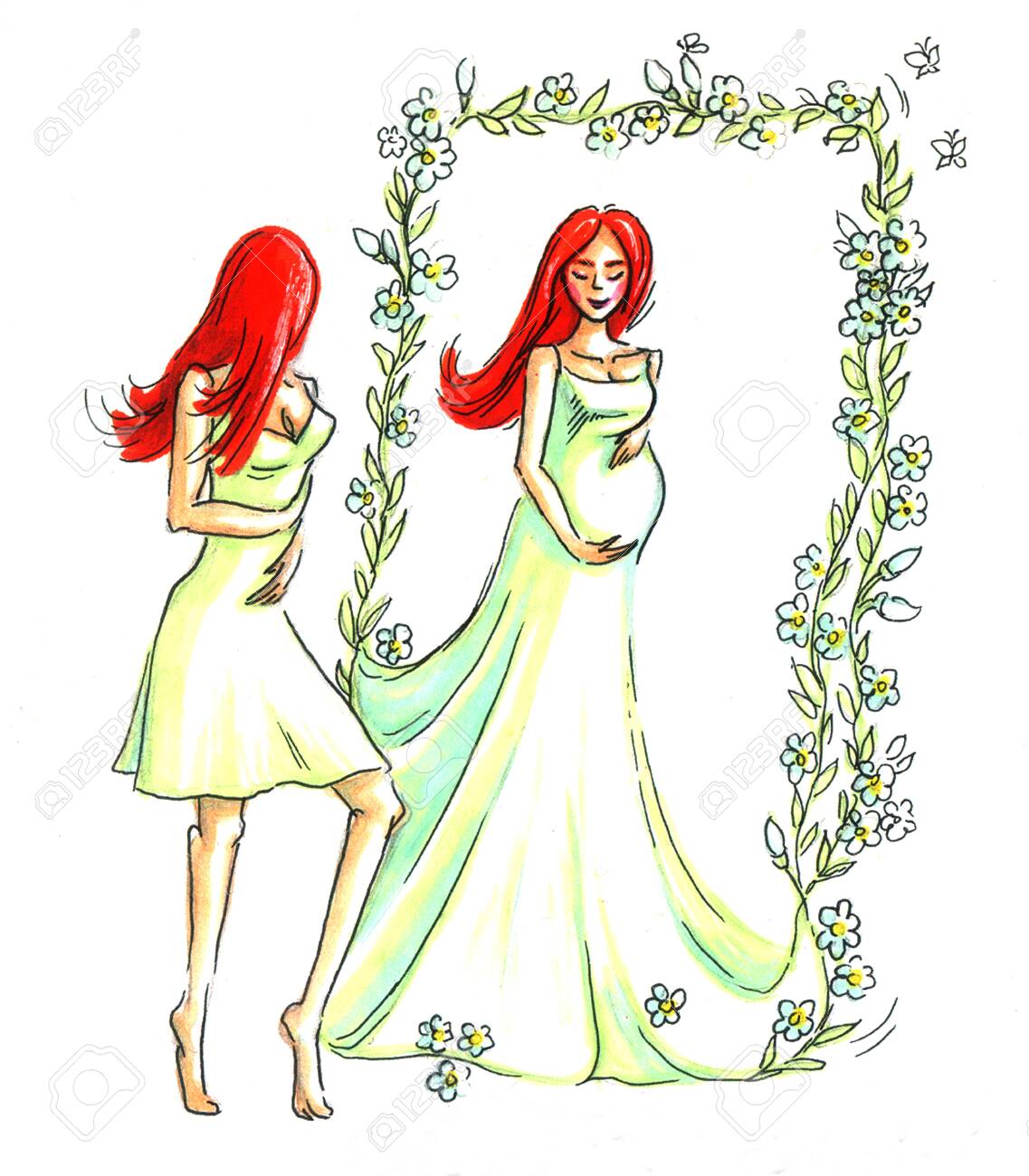 Sketch Illustration With Markers And Pencil On Paper A Young Stock Photo Picture And Royalty Free Image Image