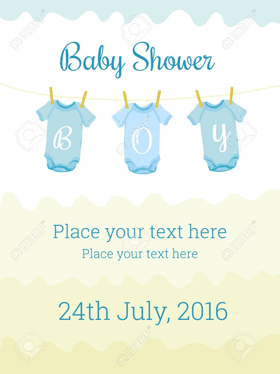 Baby Shower Invitation Card Template For Baby Boy. Cute Design For Baby Shower Flyer Templates Free