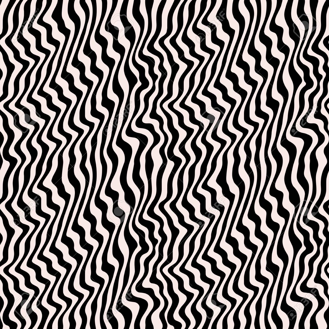 ベクトル モノクロ テクスチャ 抽象的な曲線と黒 白のシームレスなパターン 3 D の表面 幻の背景の視覚効果 動的液体ウェーブ ストライプ モダンな デザイン ポップなアート スタイルのイラスト素材 ベクタ Image