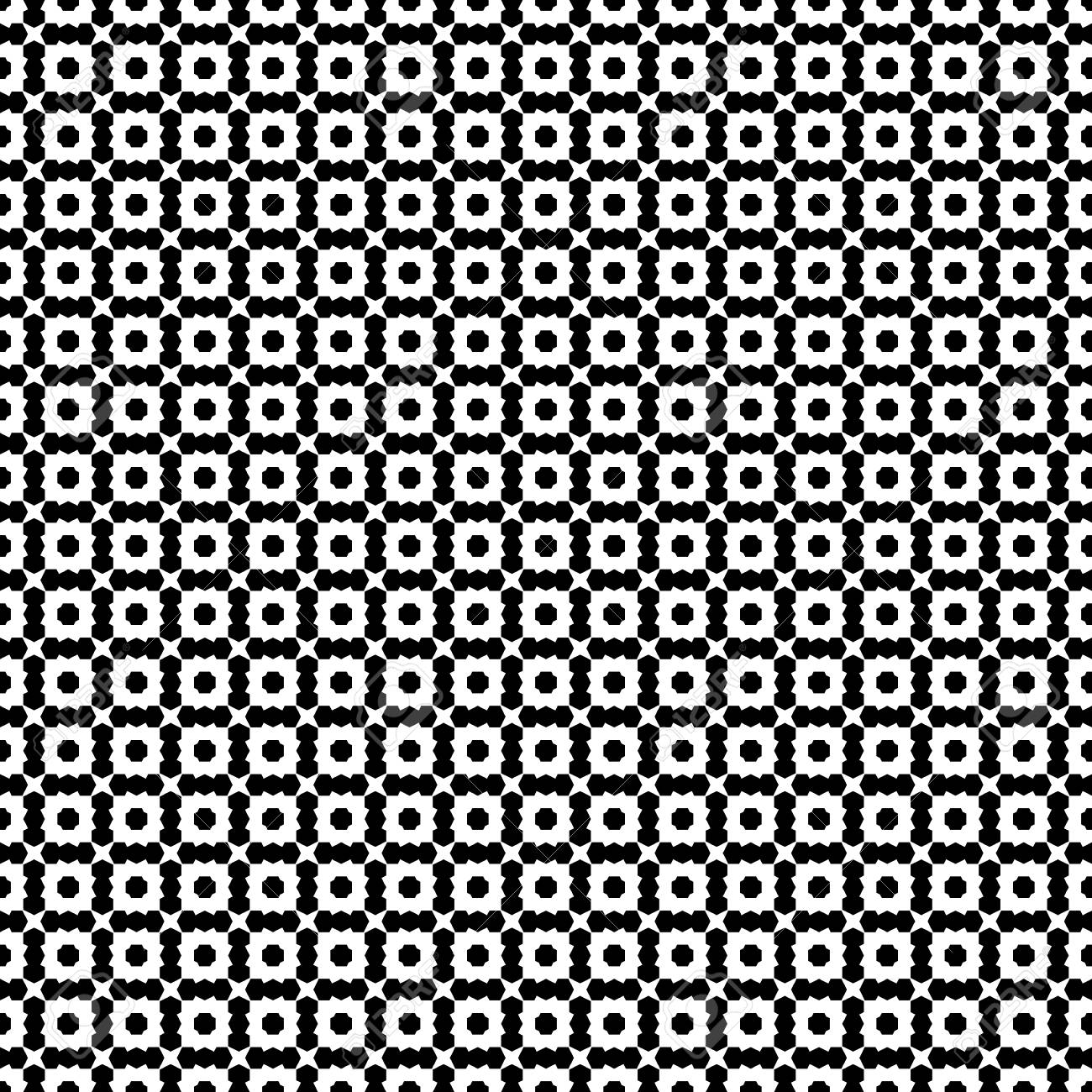 ベクターのシームレスなテクスチャ デコ アート パターンです 単純な小さな幾何学図形を白黒イラスト 黒 白背景を抽象的なタイル を繰り返します 印刷 包装 繊維の要素を設計します のイラスト素材 ベクタ Image