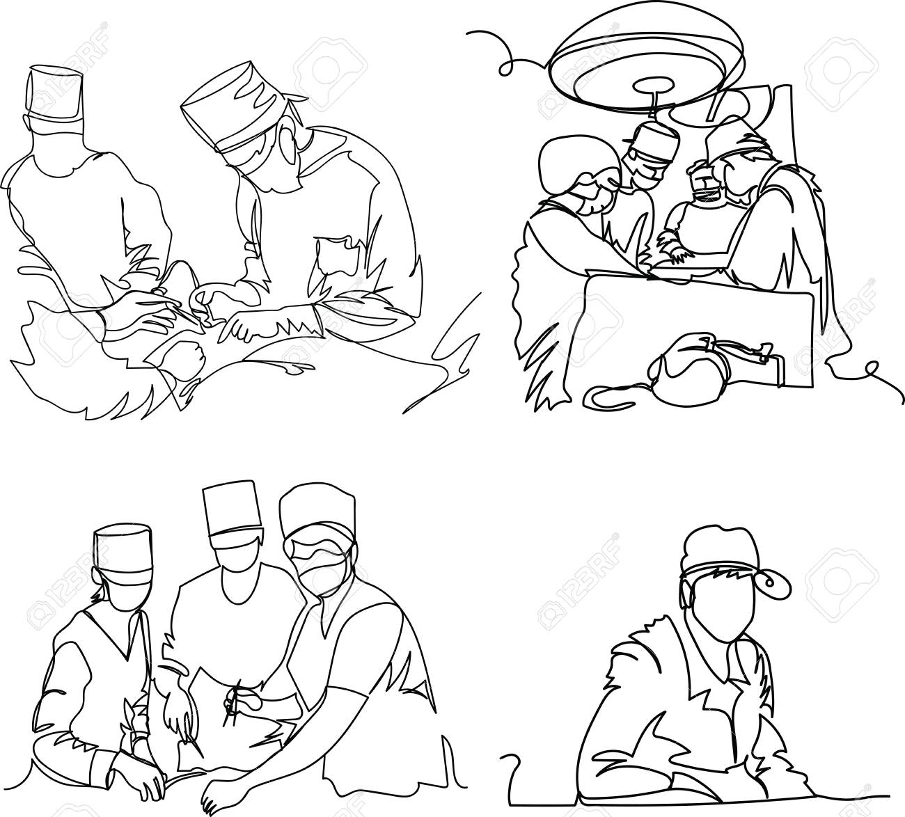 doctors set of outline drawings ロイヤリティフリークリップアート