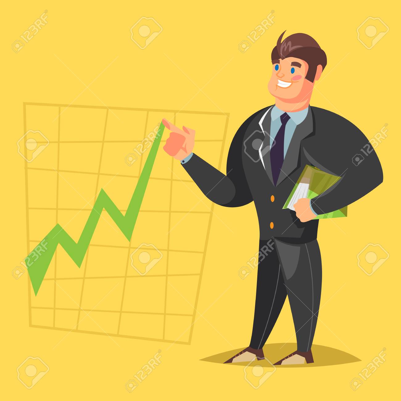 businessman gives a presentation cartoon character royalty free