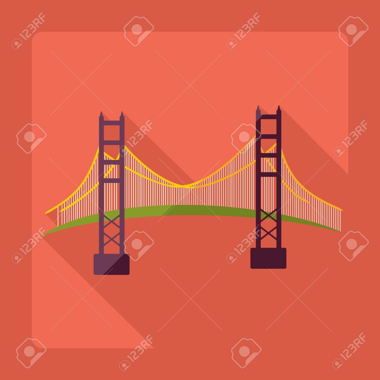 Flat modern design with shadow San Francisco Golden Gate bridge - 53030629 Flat modern design with shadow San Francisco Golden Gate bridge - 53030629